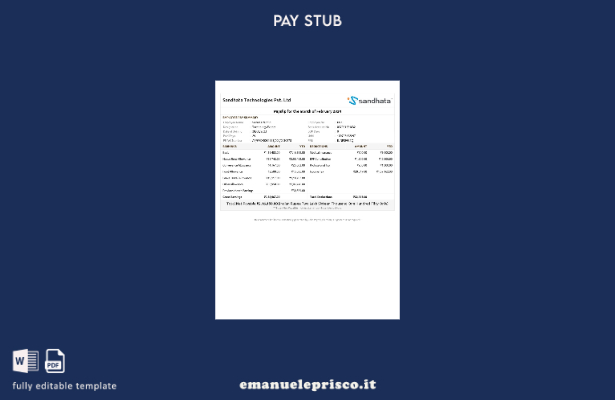 modello di busta paga Sandhata Technologies in stile verificato